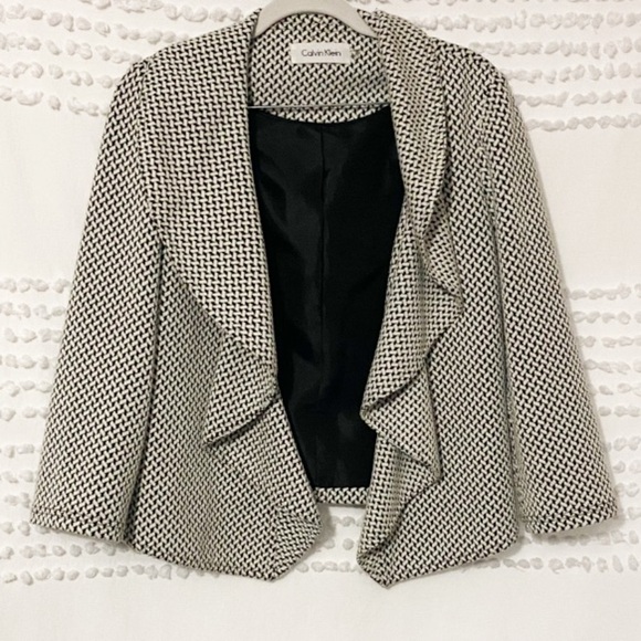 Calvin Klein ruffle open front cardigan sweater 4